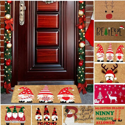 VIKAMA Merry Christmas Welcome Doormat Winter Non-Slip Rubber Backed Floor Mat for Home Indoor Outdoor Entrance Decoration