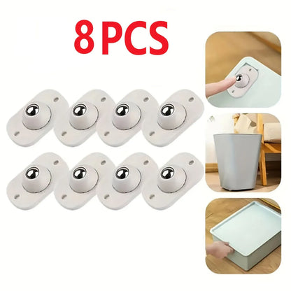 Self Adhesive Caster Mini Swivel Wheels Stainless Steel Universal 360 Degree Rotation Pulley for Furniture Storage Box