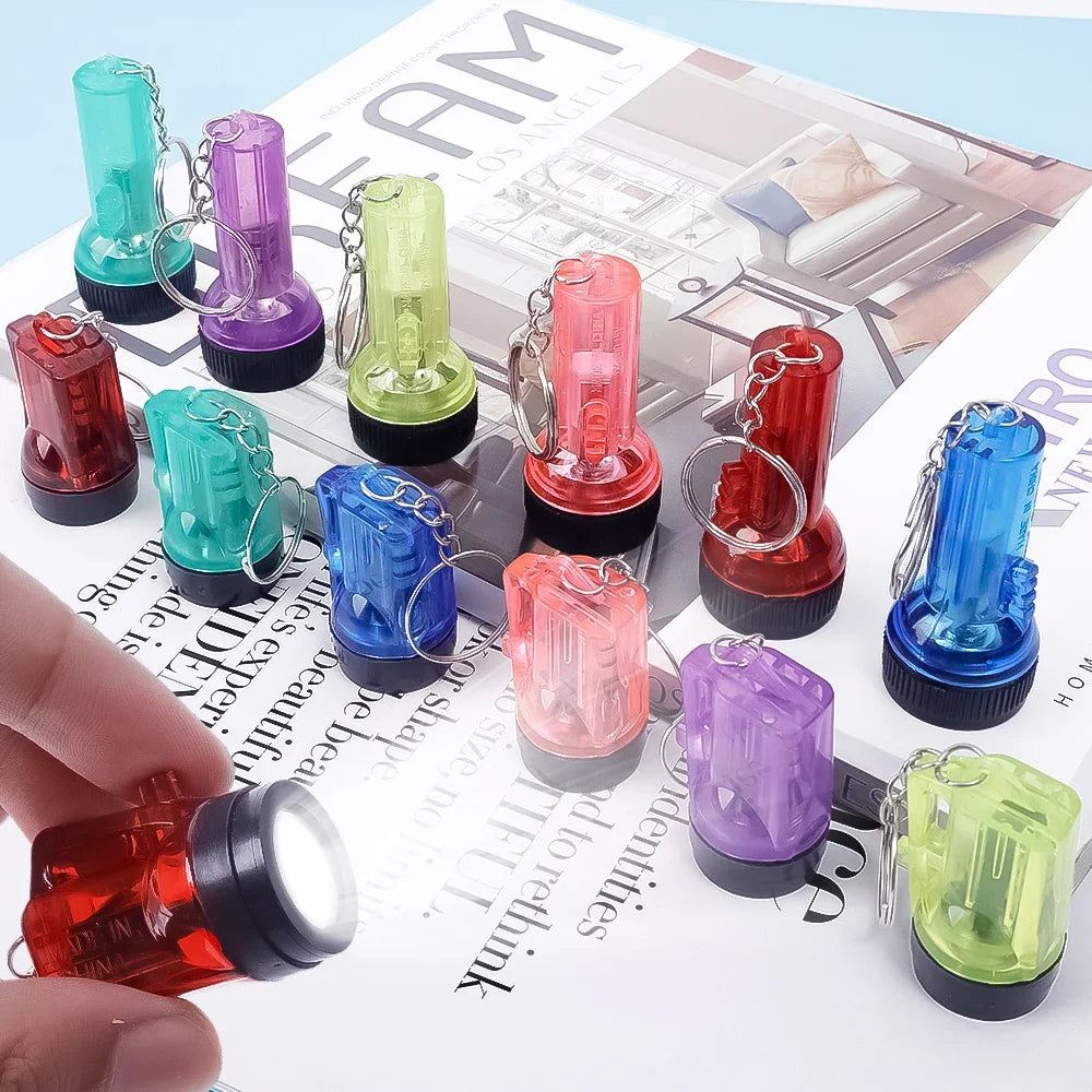 Mini LED Flashlight Portable Keychain Ultra-Bright Long-Range Torch Light Battery Outdoor Hiking Emergency Pocket Lamp Key Rings