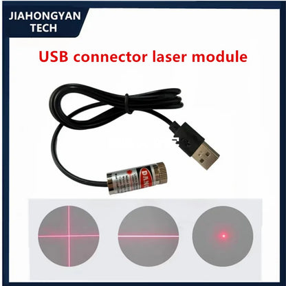 USB Line 650nm Dot Line Cross 12mm 5mw Adjustable focus red Diode Industrial Laser Module Positioning Copper Head