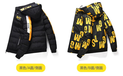 Men Autumn Winter Cotton Jacket Warm Comfortable Padded Thickened Down Jacket 2024 New Double-Sided Clothes Removable Cap M-5XL