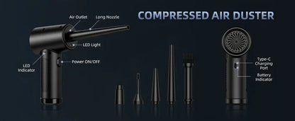 WirelessUSBRechargeable Air Duster - Powerful Compressed Air Blower，Applicable to Computers、Keyboard、Sofa and Car