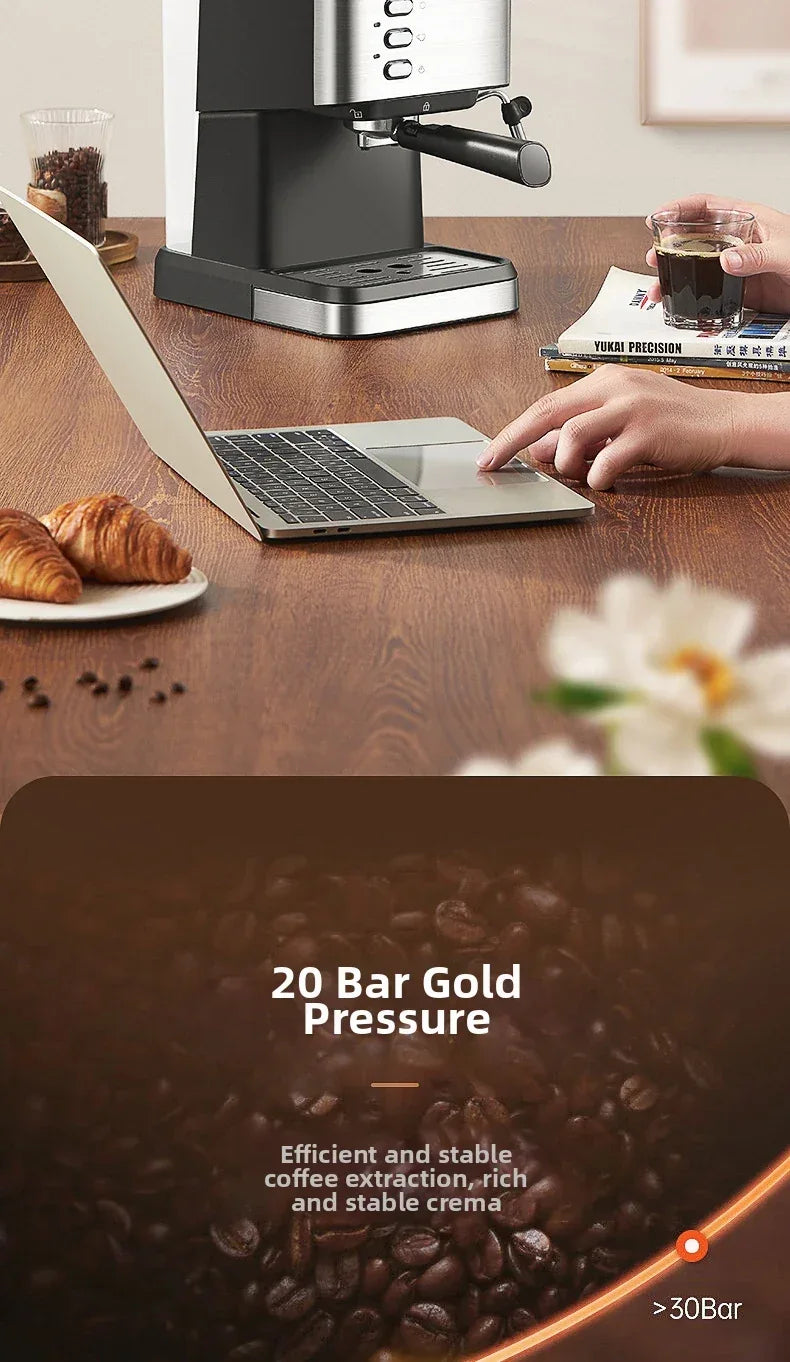 Small Semi-Automatic Espresso Coffee Maker For Home Use, High-Pressure Steam Whipped Milk And Brewed Coffee Pot Espresso Maker