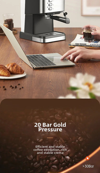 Small Semi-Automatic Espresso Coffee Maker For Home Use, High-Pressure Steam Whipped Milk And Brewed Coffee Pot Espresso Maker