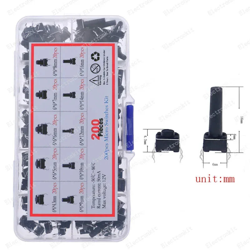 Micro Switch types kit push button tact switch reset mini leaf switch on-off power SMD dip 2x4 3x6 4x4 6 12x12 DIY set