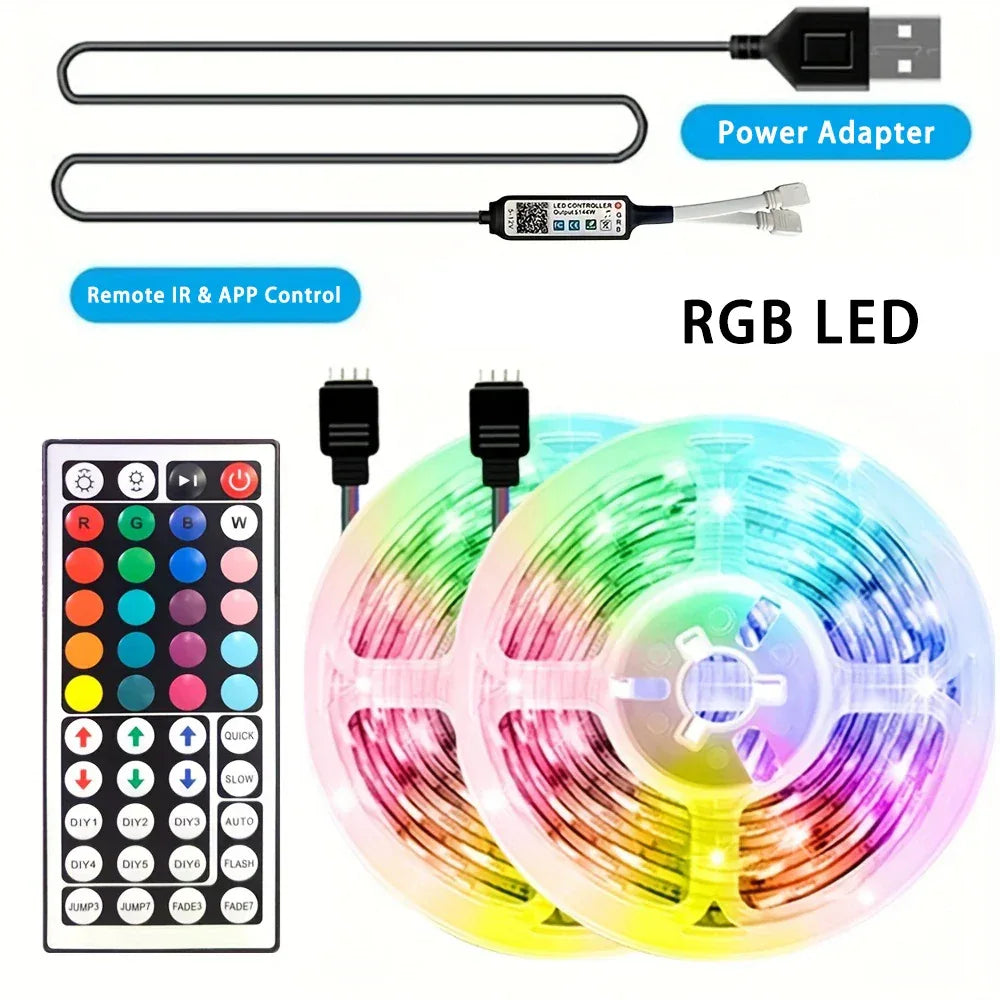 RGB LED Strip Light APP Bluetooth Control IR for Bedroom Living Room TV Backlight Remote Lamp Neon Lighting Home Kit Appliance