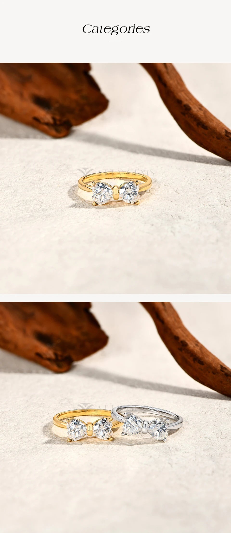 Bagues en argent sterling 925 avec nœud papillon et moissanite, lot de 2, 0,8 ct, taille cœur, couleur D, pureté VVS1. Bijou de luxe idéal pour une soirée.