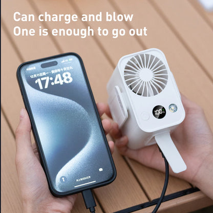Vissko Outdoor Waist Mounted Fan Polymer Battery Anti Drop Shock Absorption USB Portable with Bladeless Hanging Neck Fan