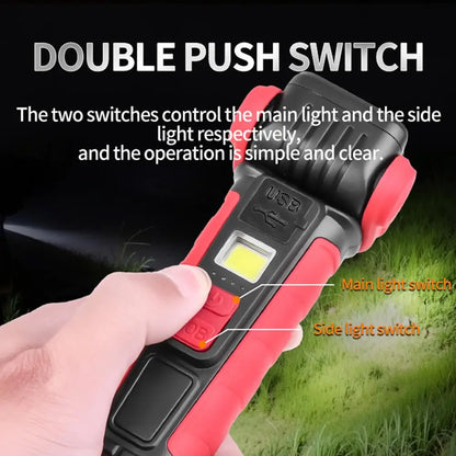Mini Rotating LED Flashlight Ultra-Bright Emergency Flashlight Rotating Work Light Rechargeable Pocket Flashlight