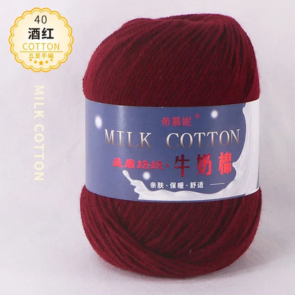 6Pcs Dyed Milk Sweet Soft Cotton Crochet Wool Yarn Thick Yarn Fiber Hand Knitting Wool Crochet Yarn Threads for DIY Sweater