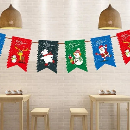 Christmas Banner Tree Ornaments Merry Decoration for Home 2025 Santa Claus Pendant Xmas Gifts New Year 2026 Flag Party Pulling