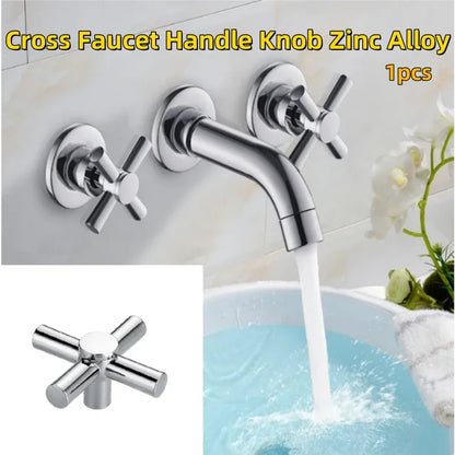 Cross Faucet Handle Knob Zinc Alloy Handwheel Universal Hot Cold Sink Taps Switch For Kitchen Bathroom Tap Replacement Parts