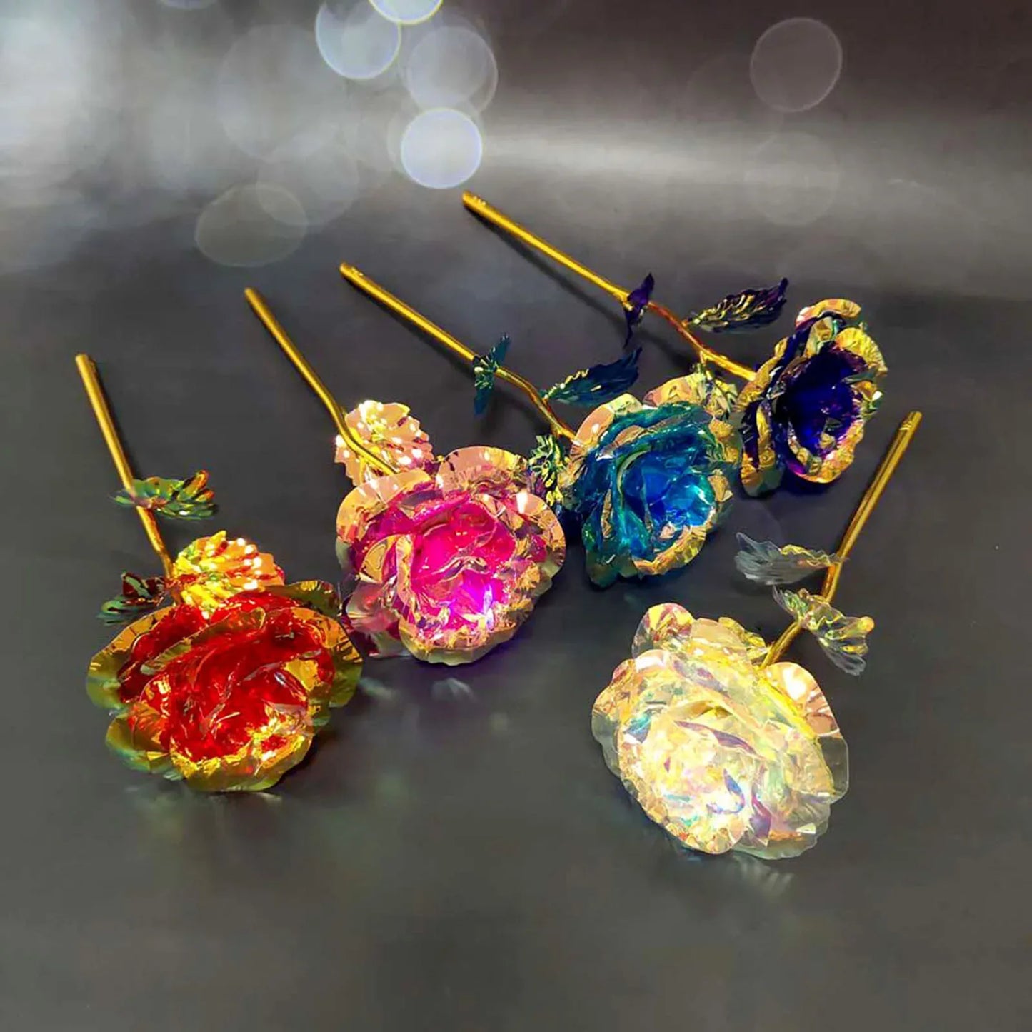 5-50PCS Simulation Artificial Rose Flower Diy Foil Plated Rose Lasts Forever Love Wedding Decor Roses Valentine's Day Gift