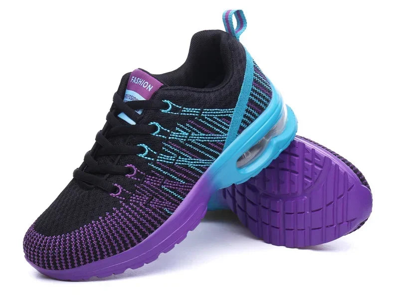 Women's Knitted Running Shoes Colorful Design Breathable Mesh Comfortable Bright Colors Shoes Outdoor Fitness Jogging Walking