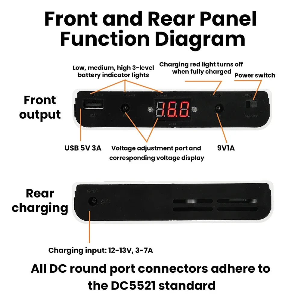 12 Sections UPS Battery Box Uninterrupted Power Supply Power Supply Storage Case 12x 18650 Battery shell for WiFi Router