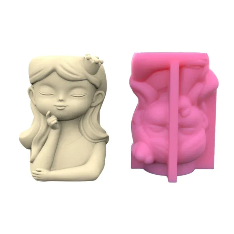 21 Types Nonstick Girls Pen Holder Mold Flower Pot Silicone Mold DIY Crafts Ornament Tool DIY Succulent Planter Mold