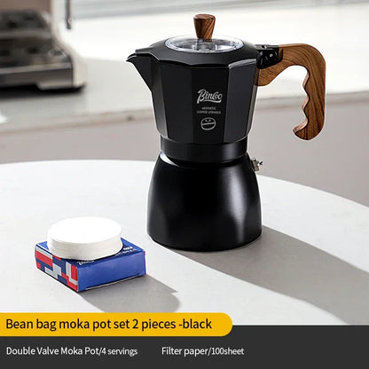 Bincoo Dual Valve Moka Pot Espresso Maker Mocha Pot Brewed Coffee Pot 220V Electric Stove Concentrated Extraction Barista Tools