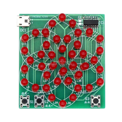 DIY Electronic Kit Multi Style Pattern Electronic Windmill Flowing Water Light 43 LED 5V Fun Soldering Component Training Suite