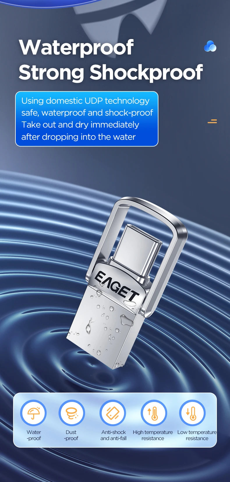 Eaget USB 3.2 Flash Drive 2 in 1 Mini USB and Type C Pen Drive 32GB 64GB 128GB Pendrive Memory Stick Flash Disk for PC Phone