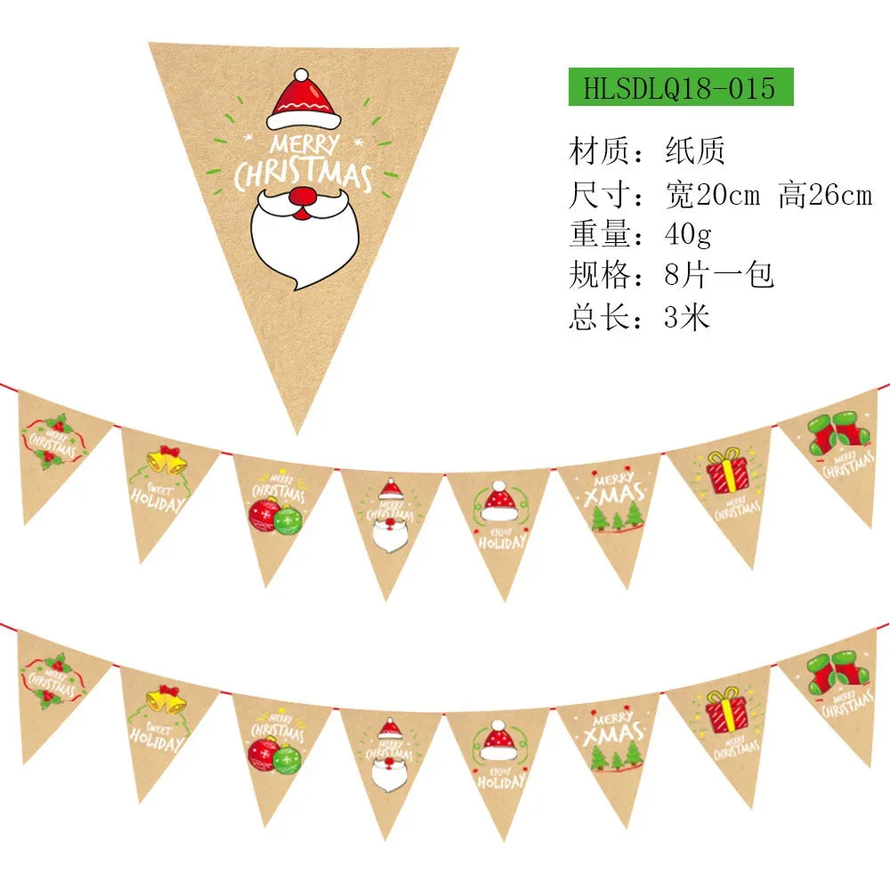 Christmas Banner Tree Ornaments Merry Decoration for Home 2025 Santa Claus Pendant Xmas Gifts New Year 2026 Flag Party Pulling