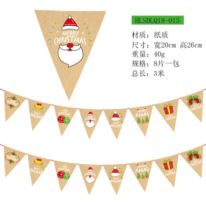Christmas Banner Tree Ornaments Merry Decoration for Home 2025 Santa Claus Pendant Xmas Gifts New Year 2026 Flag Party Pulling