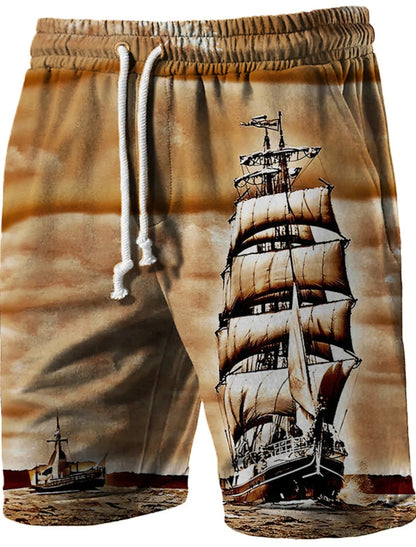 Men's Beach Pants Compass 3D Printed Shorts Men's Summer Breathable Shorts Fitness Street Shorts Men's Ropa Hombre
