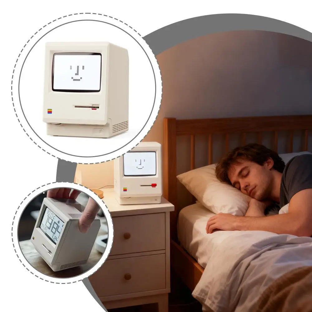 Desktop Digital Clock Retro Classic Design Beige Floppy Disk Decor Tech Gadget Gift For Men Women Office Desk Novelty Ornament