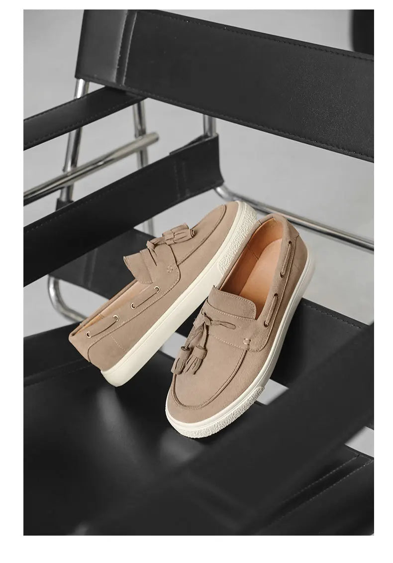 2025 Men Flat Loafers Frosted Suede Flat Shoes Comfortable Non Slip Trendy Fashion Loafers Lightweight Outdoor Casual Shoes