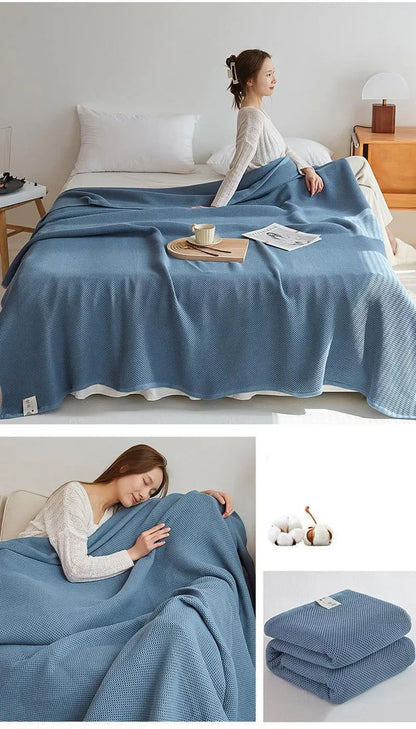 Solid Cotton Blanket for Bed Waffle Plaid Bedspread for Single Queen King Bed Sofa Blankets Throw Sofa Cover Sheet Summer Quilt