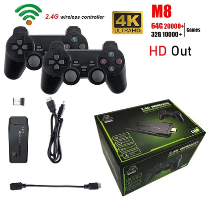 New M8 Video Game Console 2.4G Double Wireless Controller Game Stick 4K 20000 Games 64 Retro Games for Children's Christmas gift