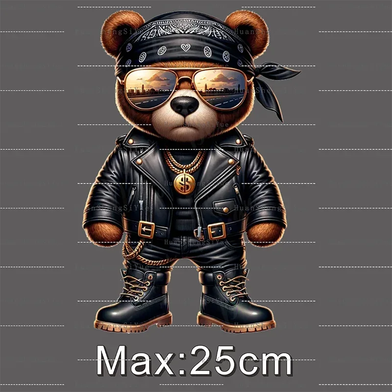 Teddy Bear Street Style Ironing Sticker Clothes DTF Fashion T-shirt Hoodie DIY Hot Transfer Printing Hot Sticker Waterproof