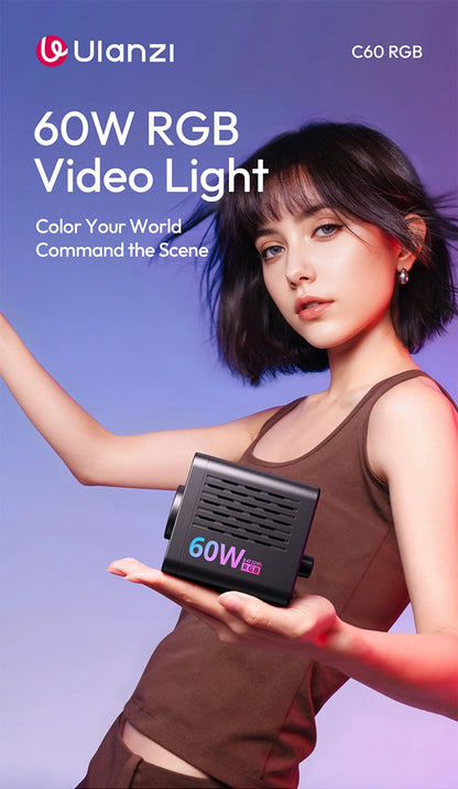 Ulanzi C60 60W RGB COB Light 2500-6500K Bi-Color Video Light For Photography Studio Shooting Outdoor Camping Lighting Vlog