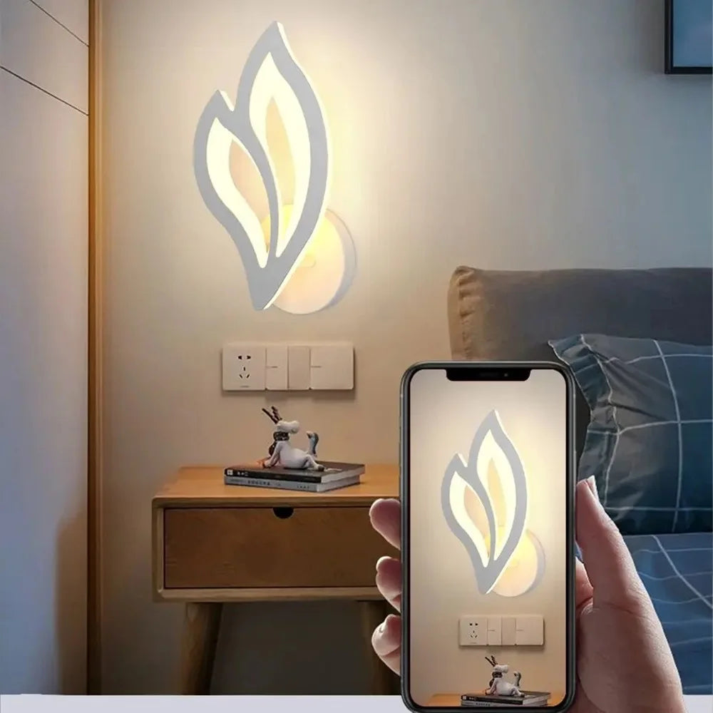 Modern LED Wall Lamp Bedroom Bedside Leaf Wall Lamp Sconces Living Room Home Indoor Lighting Fixture Minimalist Led Night Light