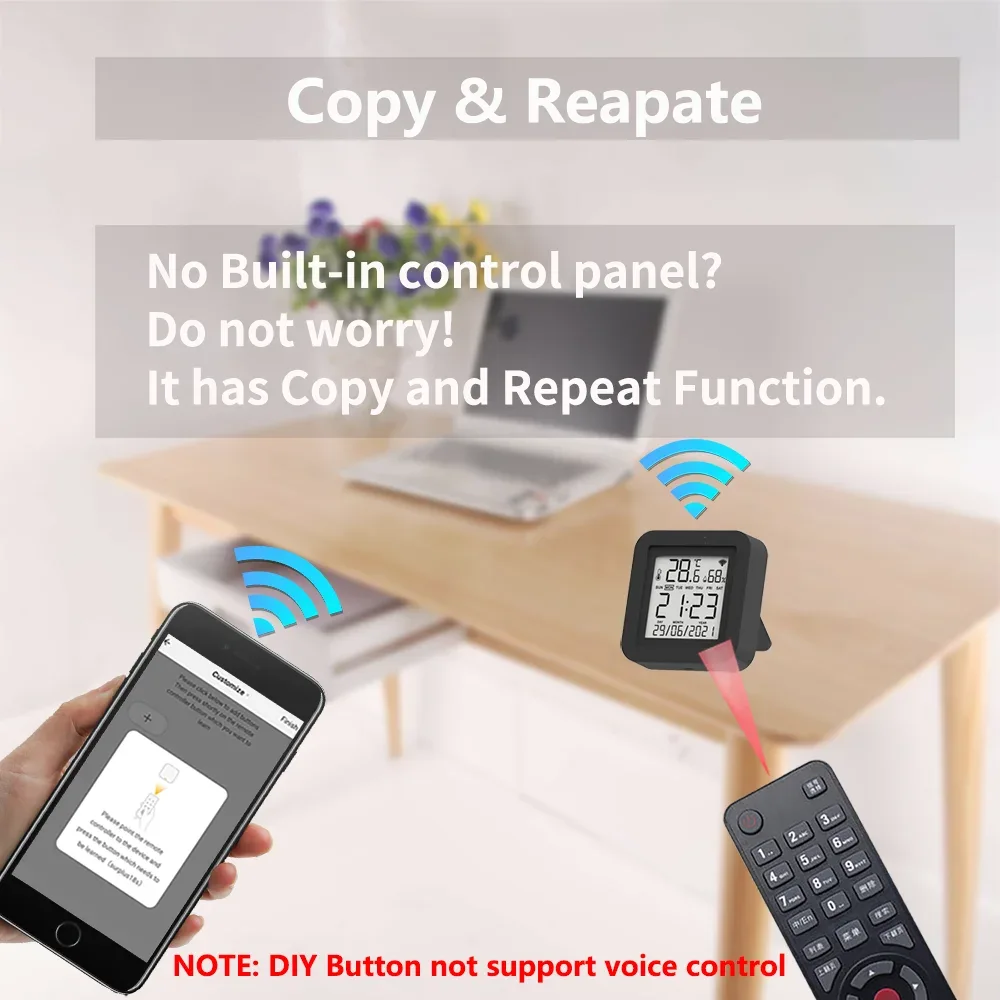 Tuya WiFi IR Remote Control With Temperature Humidity Sensor for Smart Home APP via Smart Life Work with Yandex Alexa