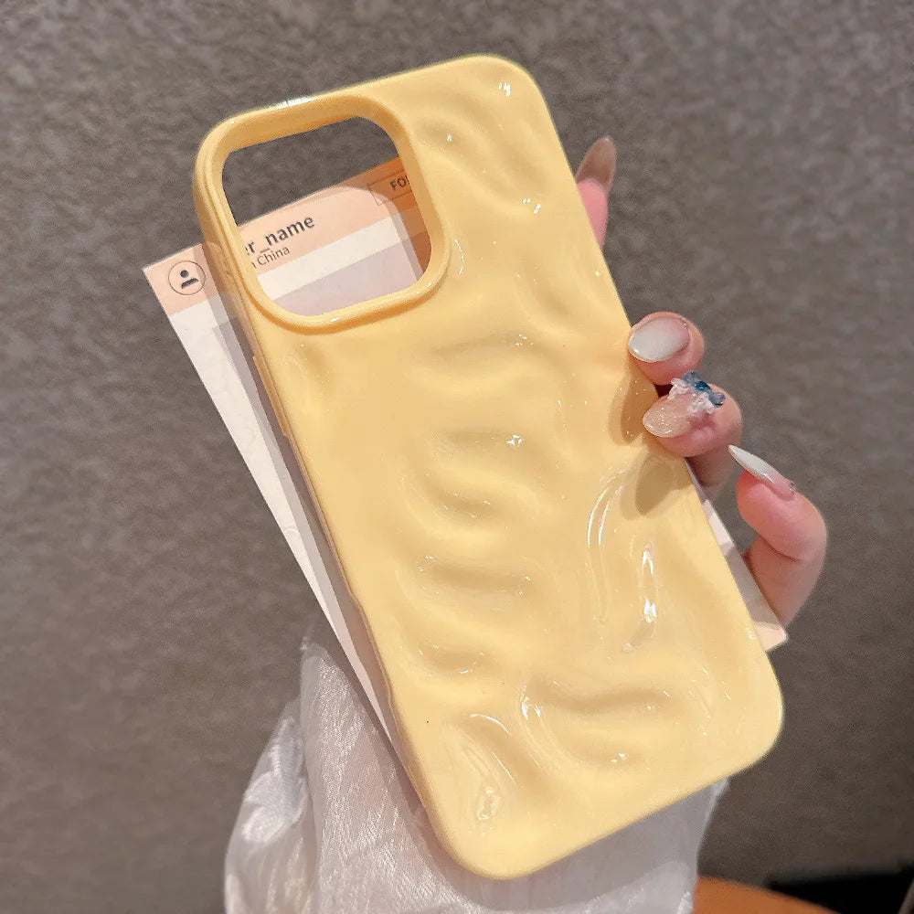 Luxury Soft Silicone For iPhone 11 12 13 14 15 16 17 Pro Max Plus Wave Fold Pattern Candy Bumper Back Cases Protective Cover