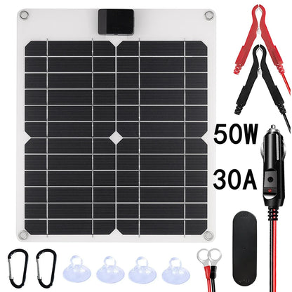 Solar Panel 20W-100W USB Type-C Waterproof Outdoor Hiking Camping Portable Battery Mobile Phone Charging Bank Charging Panel 5V