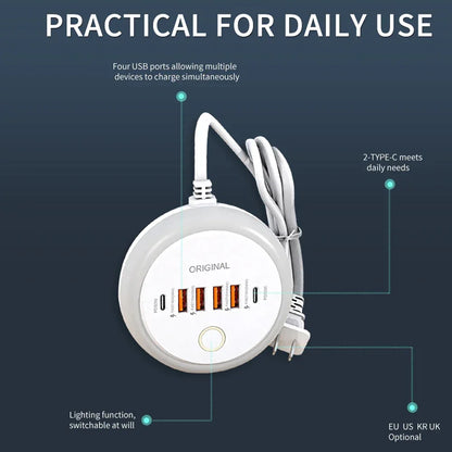 Multi Ports Charger PD 50W USB Type C Mobile Phone Power Adapter For iPhone Xiaomi Huawei Samsung USB Quick Charging Power Strip