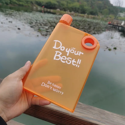 380ML Transparent Flat Water Bottle Plastic Travel Bicycle Drinking Cup Reusable Portable Water Bottle