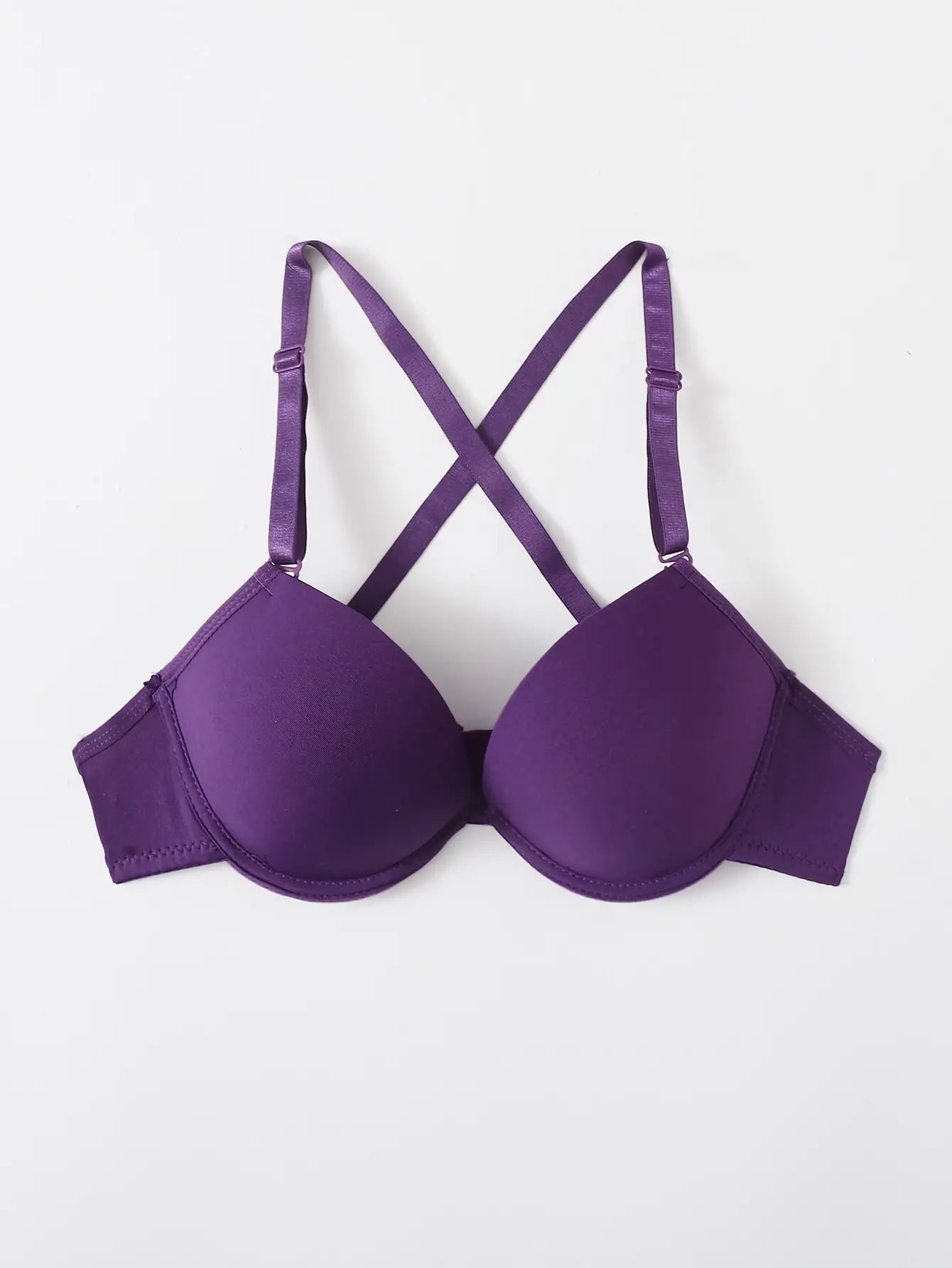 Purple strip steel support brassiere sexy cross back bra women's underwear detachable shoulder straps A2122