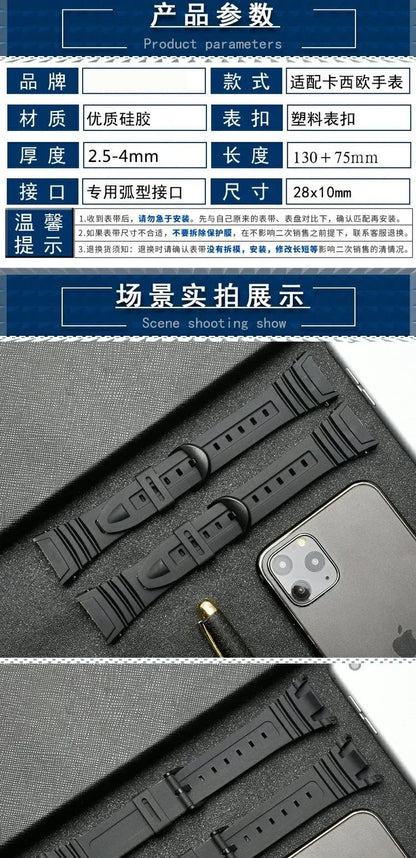 Silicone Sports Watch Band for Casio 3239 W-96H-1A W-96H-1B W-96H-2A W-96H-3A W-96H-4A2 W-96H-4A W-96H-9A Electronic Watch Strap