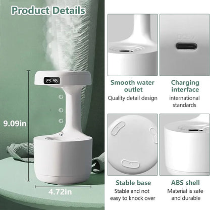 Anti-Gravity Humidifier New Ultrasonic Humidifier with Dual Power-Off Protection Large Capacity Air Humidifierw for Home/Office