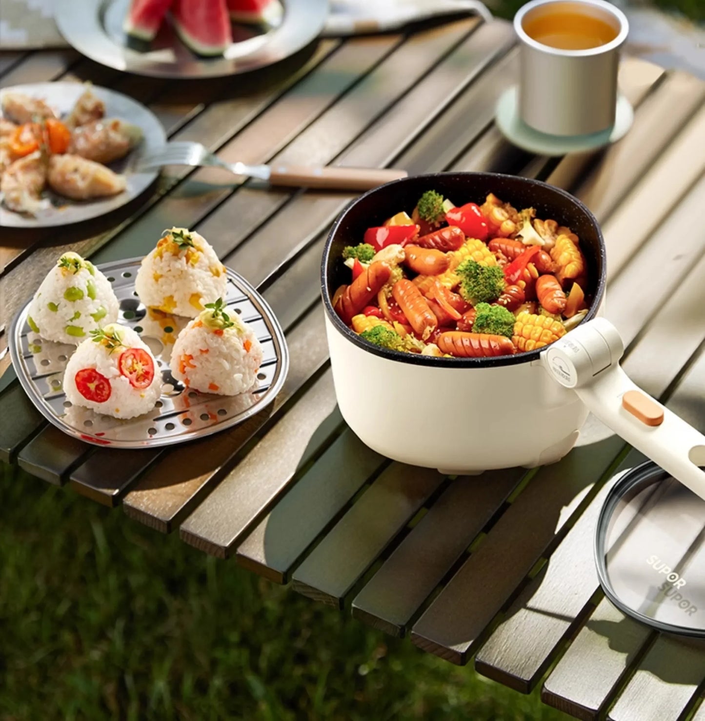 Household multifunctional electric cooking pot frying pan integrated folding pot student dormitory electric cooking pot