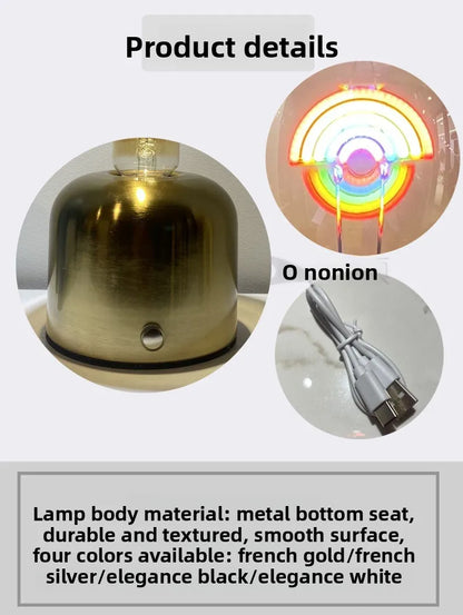 G125 5V Bulb Light Lamp Holder Creative Gift LED Induction Charging Night Light Atmosphere Decoration Ornaments Rainbow Filament