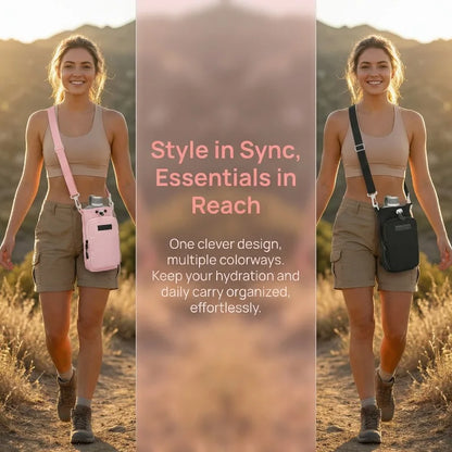 Outdoor Water Cup Pocket Portable Water Bottle Bag Insulated Cup Holder with Pockets for Phone, Keys Water Cup Protective Cover