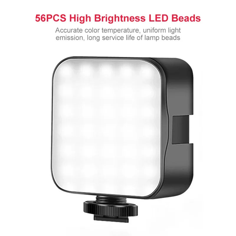 New Rechargeable 6500K LED Video Light Mini Camera Light Fill Lamp Portable Photography Lighting for Vlog Live Streaming DSLR
