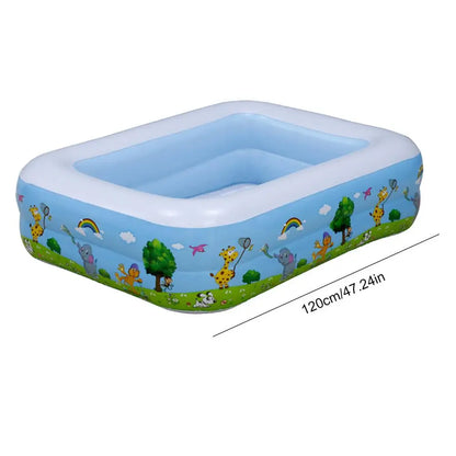 Kids Inflatable Pool Foldable Square Blow up Pool Cute Blow Up Pool for Family Space-Saving Swimming Pool for Backyard Garden