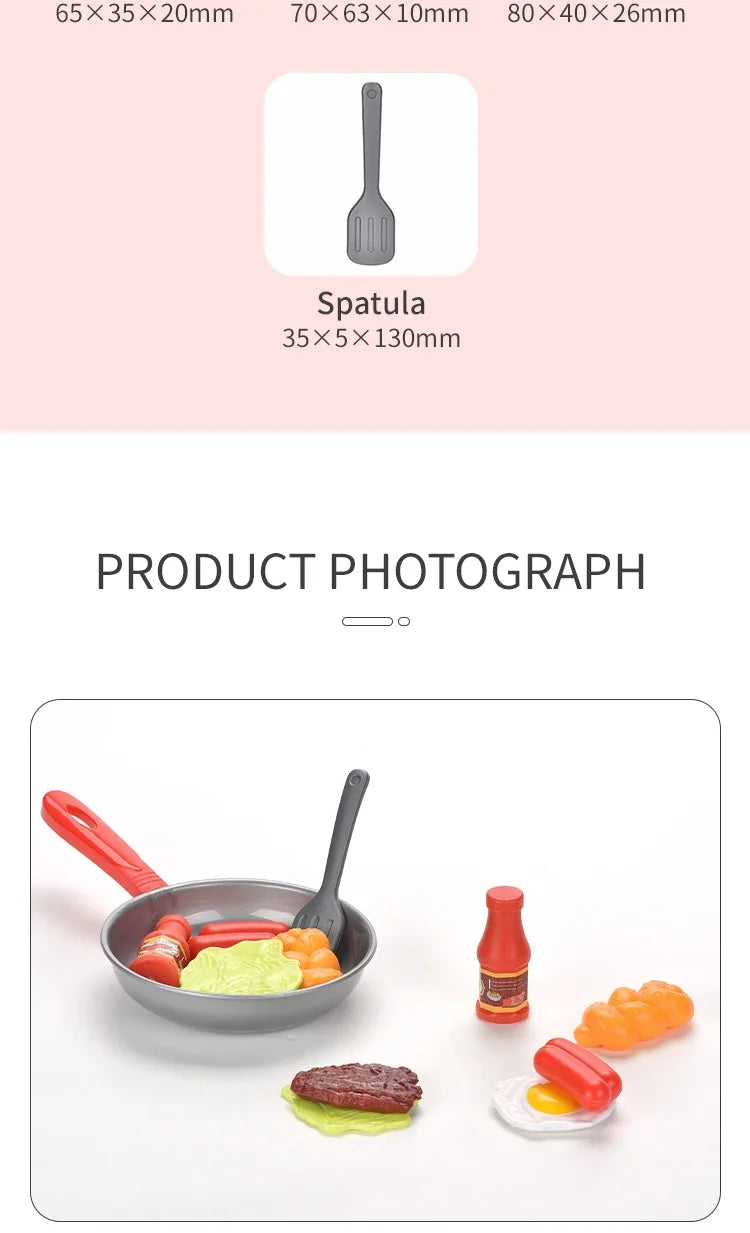 8pcs/set Simulation Kitchenware Play Set Pot Steak Vegetable Bread Hot Dog Omelette Children Toy Kitchen Food Toys