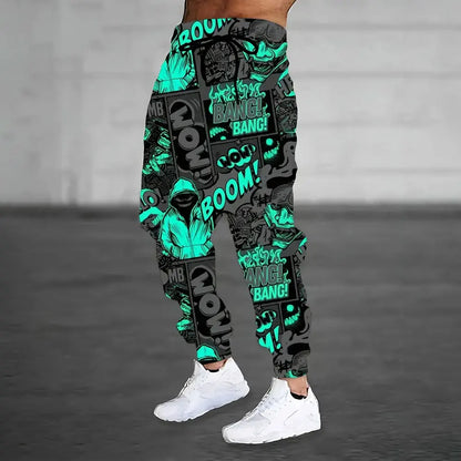 Men Loose Casual Pocket Drawstring Sweatpants Winter New Thick Warm Pants Fashion Letter Printed Sweatpants Men Tracksuit Pants