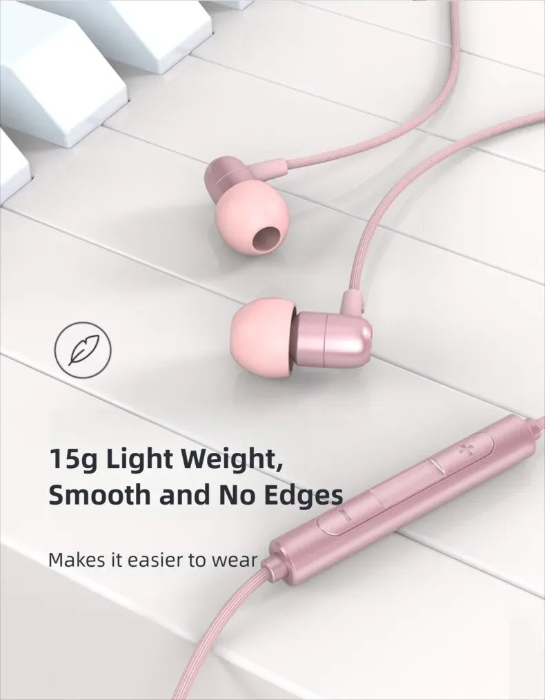 Portable In Ear Music Wired Pink Earphones For Girl Women Gaming Play With Mic Sleep Anti-lost Wired Type C 3.5mm Headphone