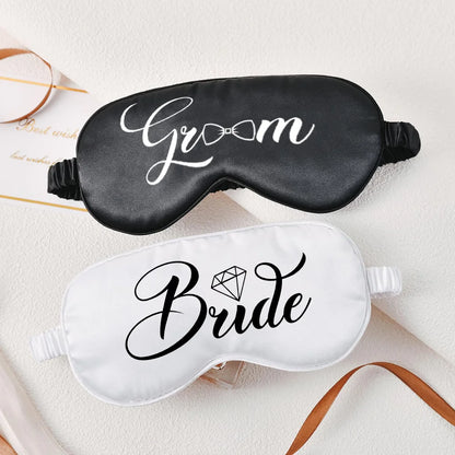 Bride/Groom Sleep Eye Mask Wedding Souvenir Bachelorette Party Accessories Honeymoon Travel Essentials for Couples Bridal Shower
